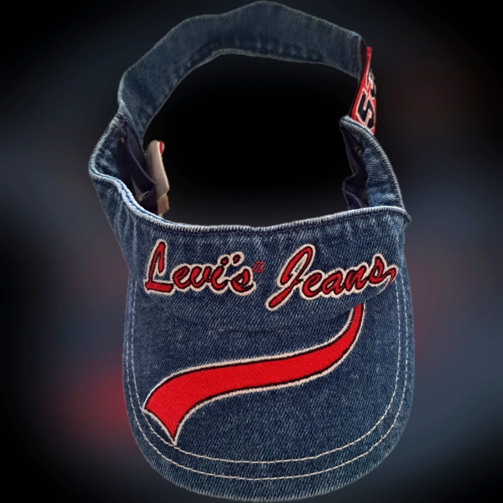 Levi's Jeans Blue Denim Visor Red White Lettering Logo Cotton Kid's O/S